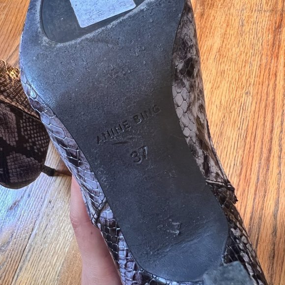 Anine Bing Ava Snake Embossed Kitten Heel Booties 37 / US 7 - Picture 10 of 12